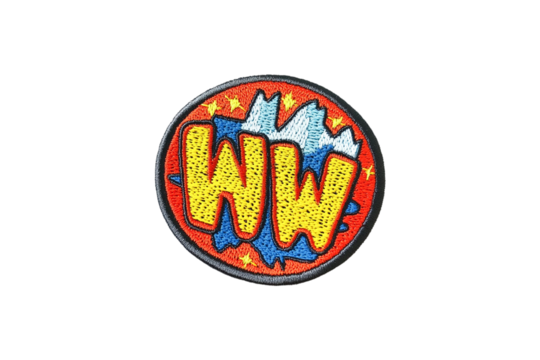 Embroidered WW Patch Comic Book Style Design, - Powered by Adobe