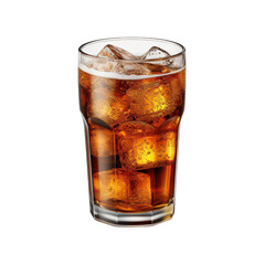 cola with ice isolated on transparent background, PNG