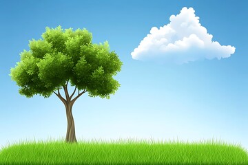 Obraz premium A tree and cloud landscape on a beautiful blue sky background