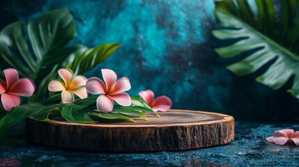 Tropical Bamboo Stand: A stand crafted from bamboo, accented with exotic leaves and colorful flowers, exuding a fresh island feel. Great for showcasing summer items and tropical drinks
