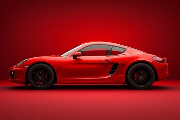 Fototapeta premium A rapid, red sports car. Visualization of a cutting-edge sports car concept. Image