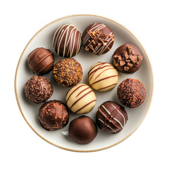 A Fresh Batch of Chocolate Truffles Isolated on Transparent Background