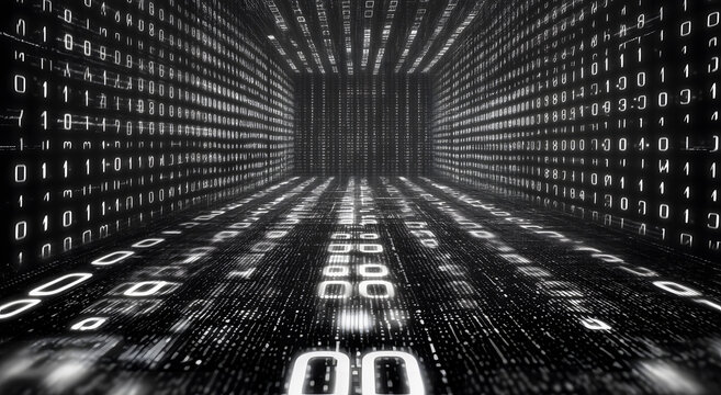 Digital Data Stream Binary Code Tunnel Abstract Background