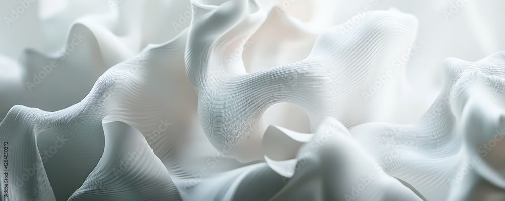 Poster elegant abstract white fabric waves with soft textures and gentle flowing curves