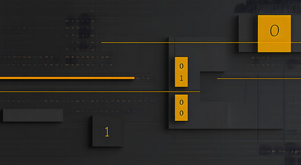 Abstract Dark Grey and Gold Binary Code Design Background
