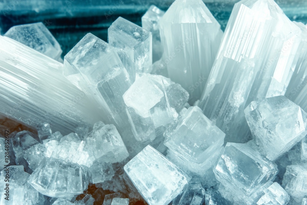 Aufkleber a stunning arrangement of clear crystals with unique shapes and textures, reflecting light and creat