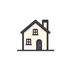 A straightforward house symbol featuring a sloped roof and windows, set against a plain white backdrop