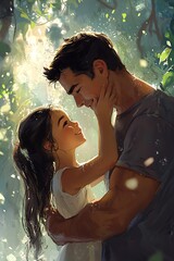 Heartwarming moment of a girl sharing a joyful connection with her father in a loving and playful scene.