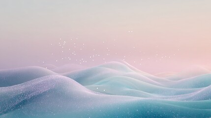 Gradient from pale teal to soft lavender with soft glowing particles floating across.