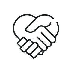 Handshake thin line icons. Editable stroke and Perfect pixel on transparent background