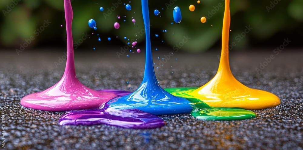 Poster in an abstract design, vivid colors are blending and dripping, creating a mesmerizing effect. the in