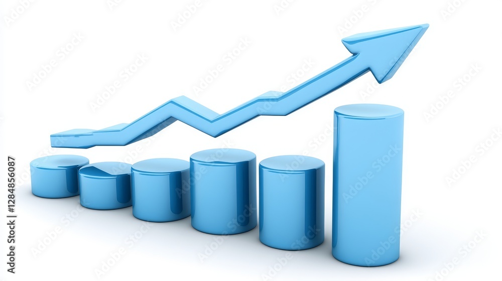 Poster an audacious blue arrow points upwards, signifying growth or progress. behind it, three-dimensional 