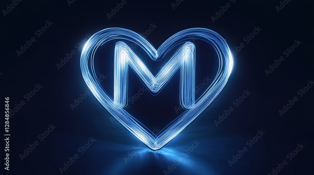 Poster a gradient background hosts a minimalist heart design with an intertwined geometric pattern, where c
