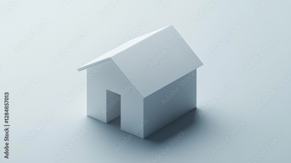 Poster a minimalist line art design of a house, rendered in white against a light gray background, uses sim