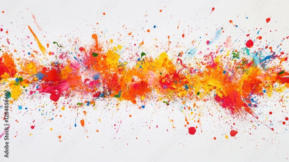 Poster abstract color splattered horizontal explosion on white background