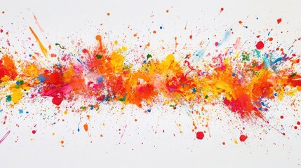 abstract color splattered horizontal explosion on white background