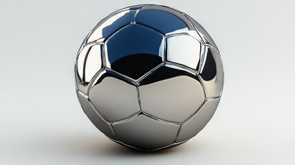 Fototapeta premium The soccer ball's design includes dark hexagons with white borders on a light background, showcasing a sleek, geometric pattern that emphasizes its symmetrical and futuristic aesthetics