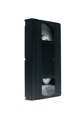 Obraz premium A classic VHS tape on a white background, evoking nostalgia for retro movies, vintage technology, and the golden era of home entertainment.