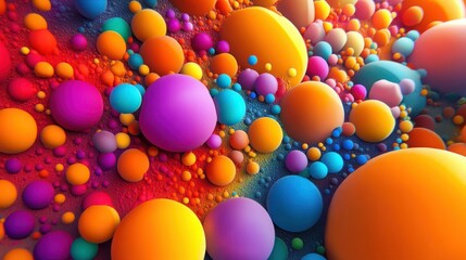 Animated character 3D image of abstract background representing creativity. many bright colors with abstract shapes