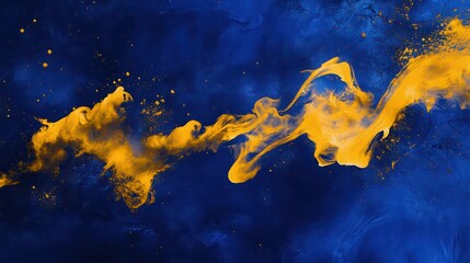 Blue-screen background with yellow contrast and abstract