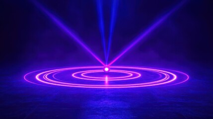 Blue violet neon laser rings abstract background , target ,radar, shooting range