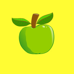 vector illustration of a green apple