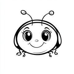 Obraz premium Cheerful Tiny Insect: Adorable Cartoon Ladybug Drawing
