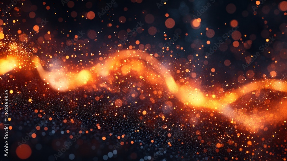 Poster abstract fiery stream effect in dark background