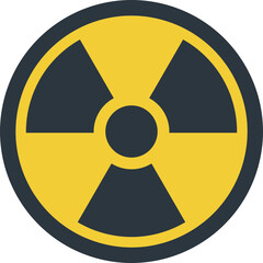 Fototapeta premium Radioactive sign. Icon of radiation or hazard nuclear waste. Radiological warfare. Yellow round vector CBRN or CBRNE symbol isolated on a white background. Caution pictogram.