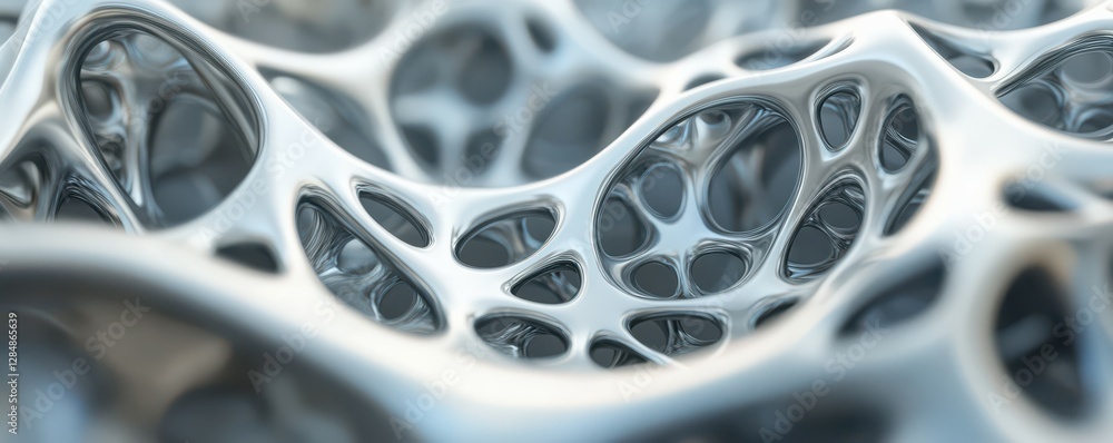 Poster abstract metallic mesh surface with organic patterns and fluid textures