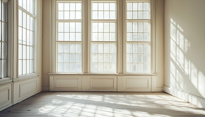 Light-filled room interior, simple and serene