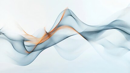 composition of thin line waves, Blue Abstract 3D, minimal, light blue-grey background, futuristic, technology, organic highlights, few orange lines