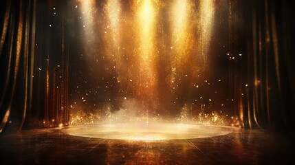 Create an abstract background for an award Ceremony, with Luxury Elements, Huge Center Stage, synchronizing Music
