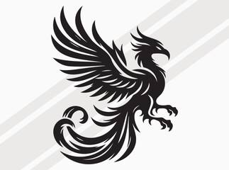 Phoenix Silhouette Black Color Mythical Firebird Vector Art and Clipart for Designs