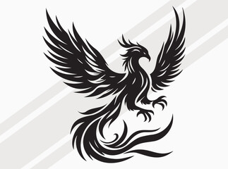 Phoenix Silhouette Black Color Mythical Firebird Vector Art and Clipart for Designs
