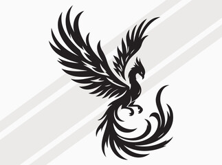 Phoenix Silhouette Black Color Mythical Firebird Vector Art and Clipart for Designs