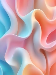 Fototapeta premium Abstract Flow: An enchanting abstract artwork featuring interlacing curves in peach, turquoise, and gray hues. The gentle gradient effect enhances its depth and dimension