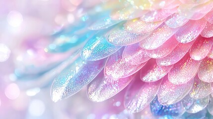 Fototapeta premium Pastel iridescent flower petals, bokeh background, springtime floral