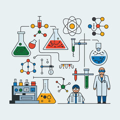 vector icons for laboratory environment for studying various scientific disciplines Chemistry flask 
