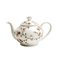 Porcelain Teapot with Floral Design Isolated on Transparent Background