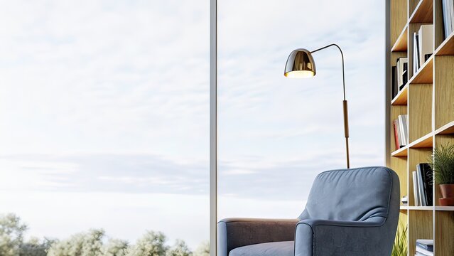 Modern Street Lamp with Ocean View and Coastal Scenery - Powered by Adobe