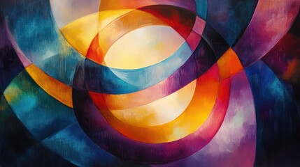 Oil painting artistic image of colorful connection abstract symbol