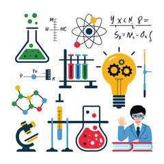 vector icons for laboratory environment for studying various scientific disciplines Chemistry flask 
