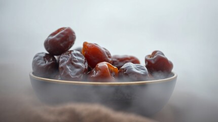 Beautiful bowl full of date fruits symbolizing Ramadan