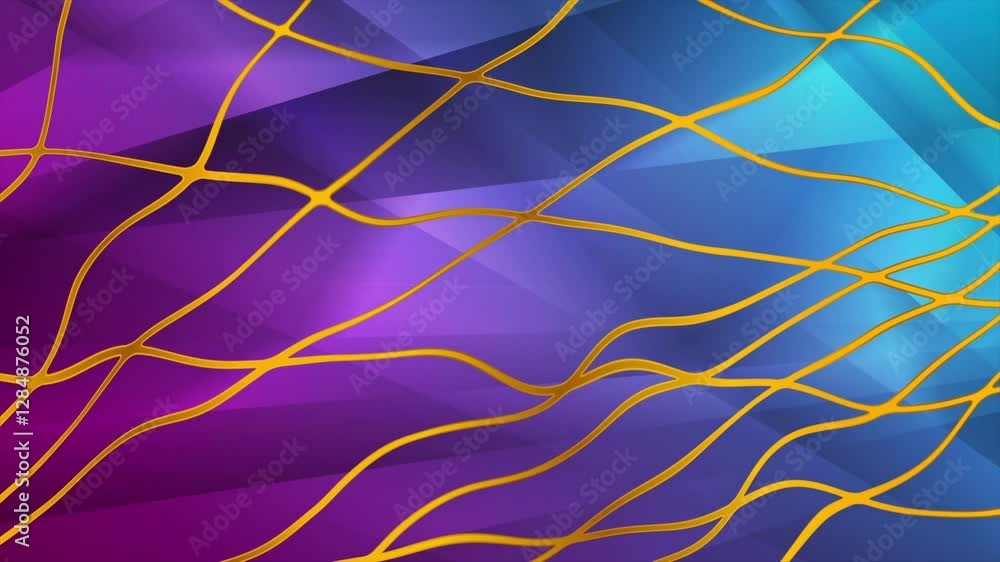 Aufkleber tech abstract geometric glossy background with golden liquid wavy grid. seamless looping motion desi