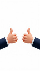 Obraz premium two cartoon hands in business attire giving a thumbs up gesture.