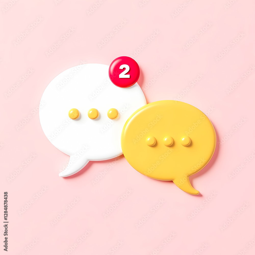 Poster two speech bubbles with notification displaying a new message