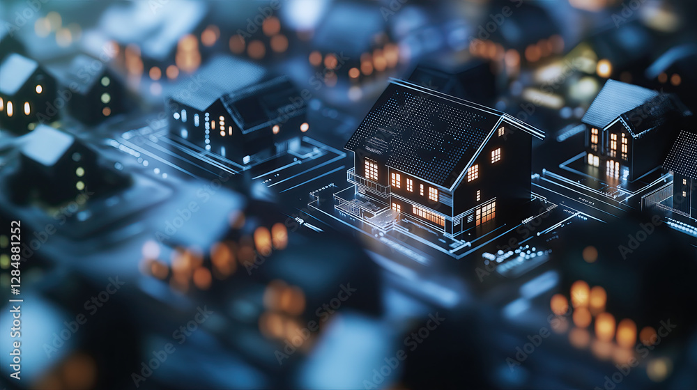 Poster electronic circuit board and houses - smart contract on the blockchain