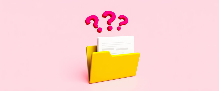 yellow folder with document and question marks