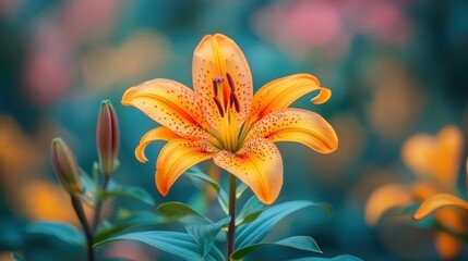 Stunning Orange Lily Flower Blooming in a Garden Vibrant Summer Nature